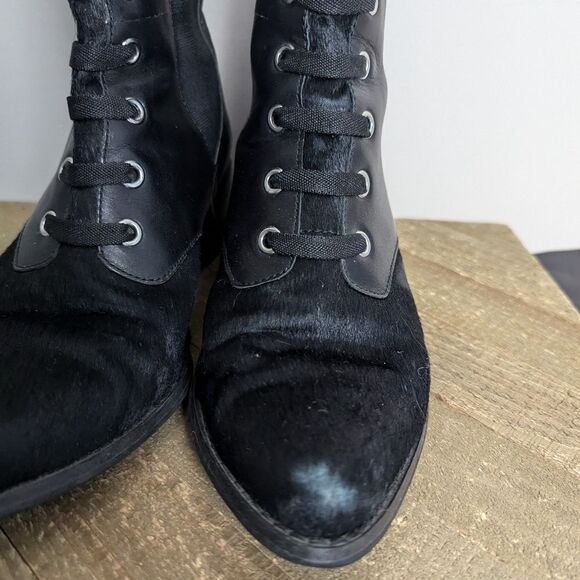 The Wishbone collection Women's black ankle booties pony leather 6 - Picture 4 of 11